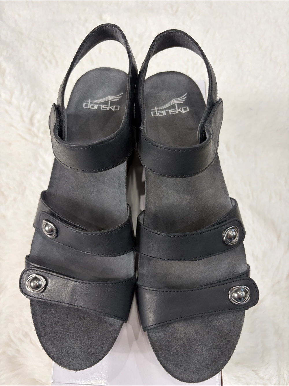 Dansko Black Triple-Strap Slingback Sandals - Picture 15 of 16